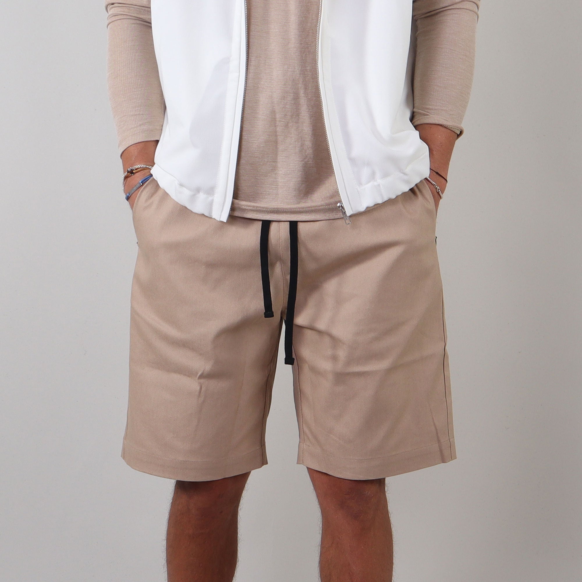 PRJCT light cotton denim shorts beige