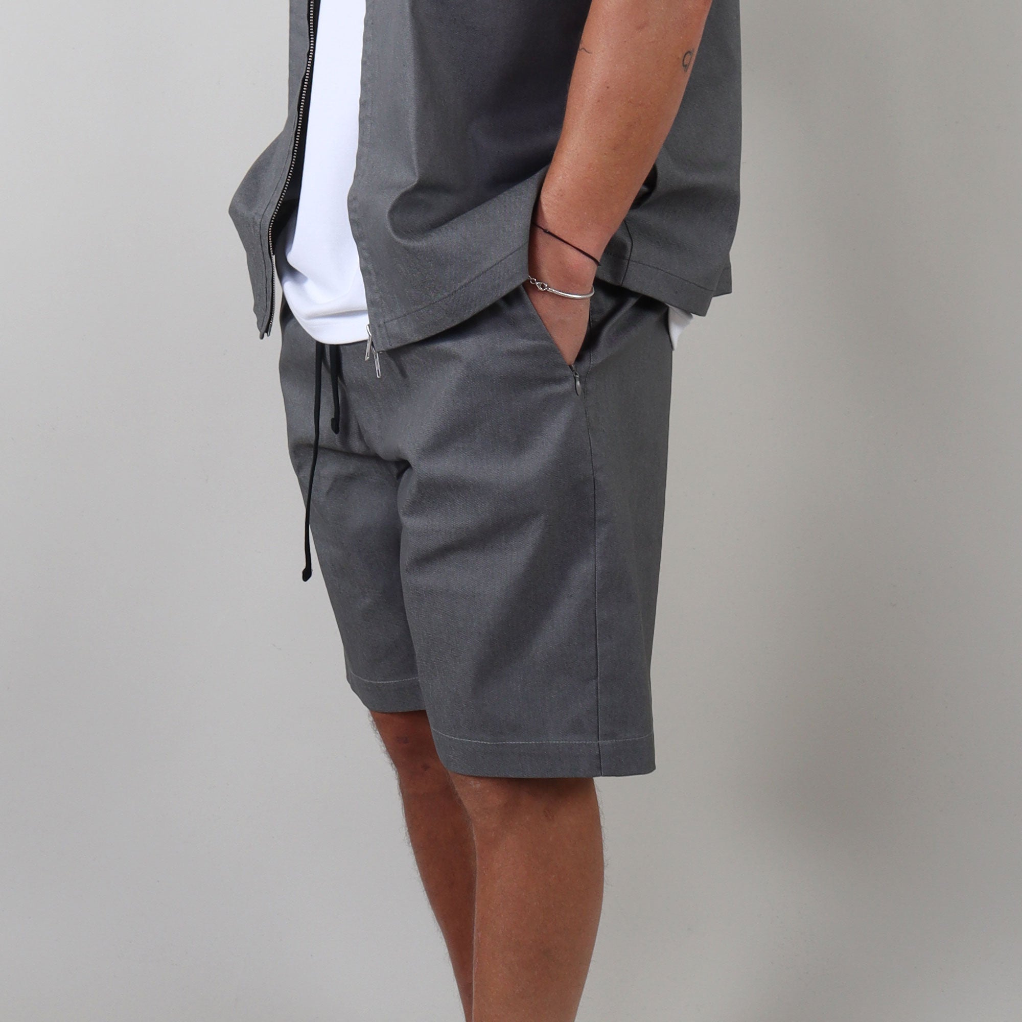 PRJCT light cotton denim shorts grey