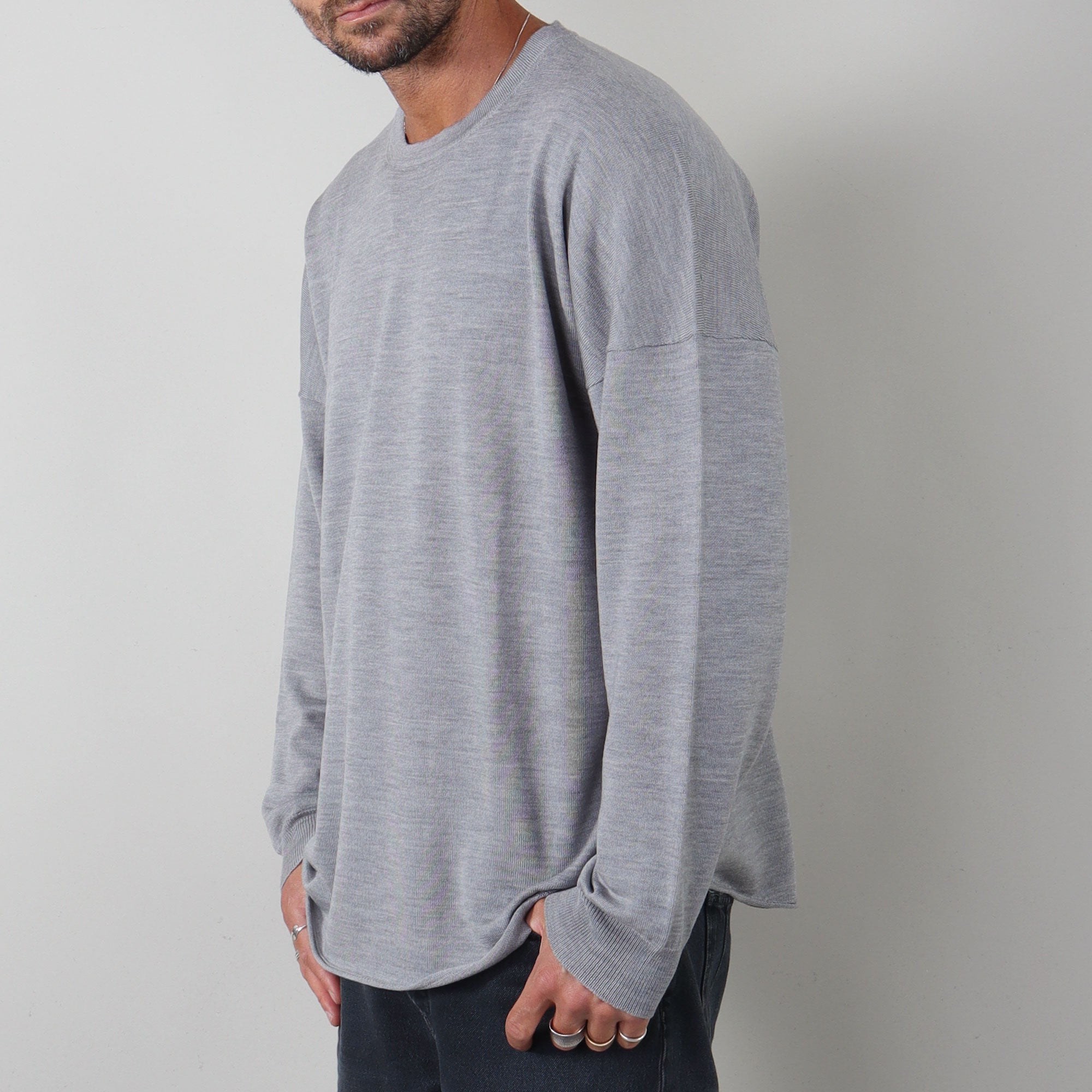 PRJCT Merino drop long light grey