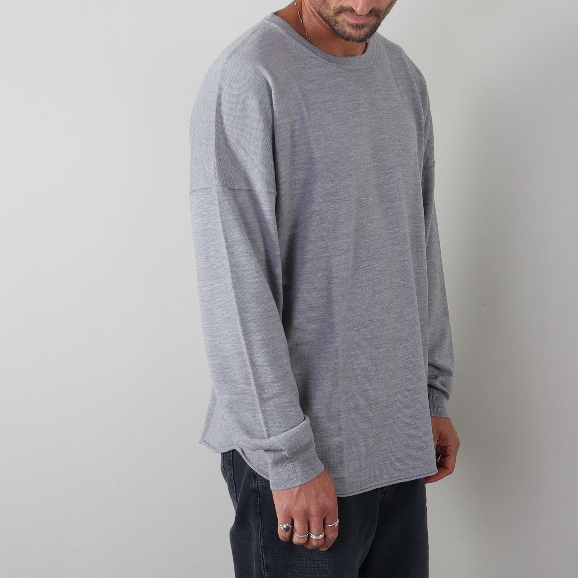 PRJCT Merino drop long light grey