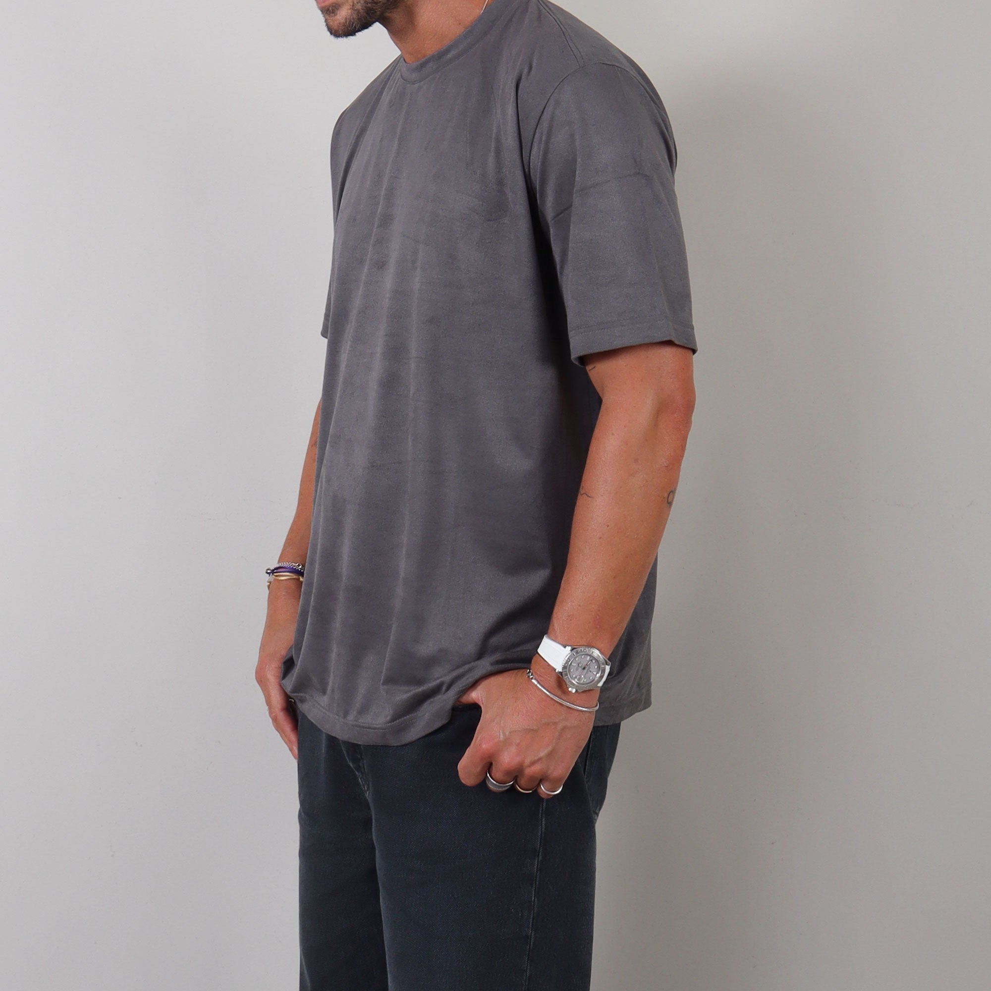 PRJCT suede tee grey