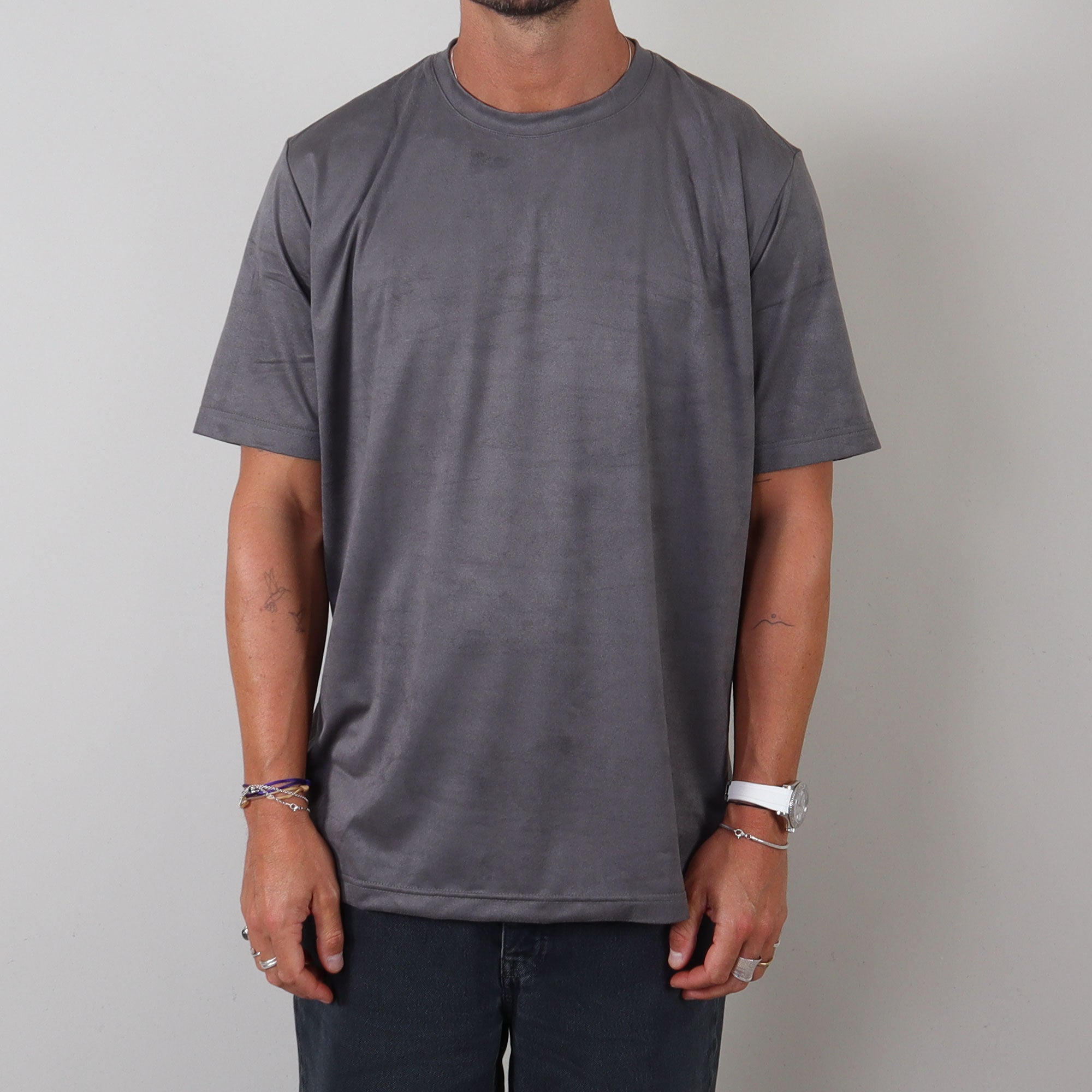 PRJCT suede tee grey