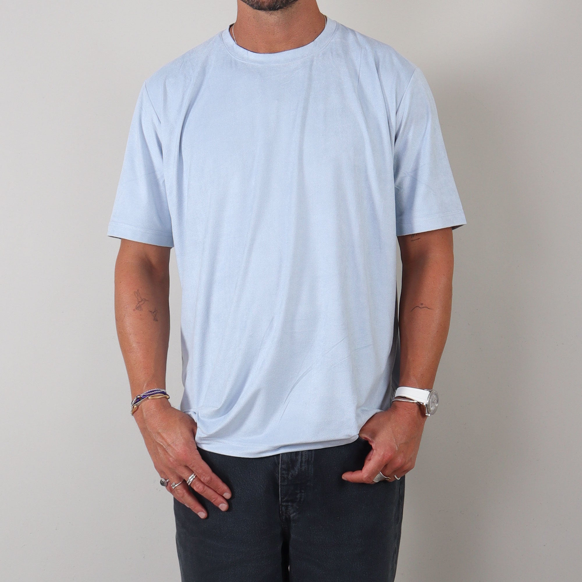 PRJCT suede tee light blue