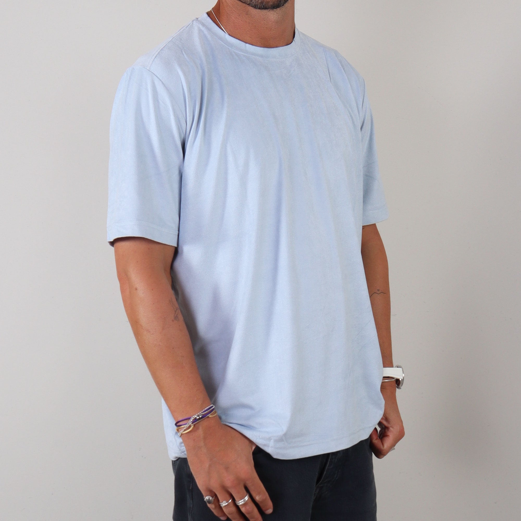 PRJCT suede tee light blue