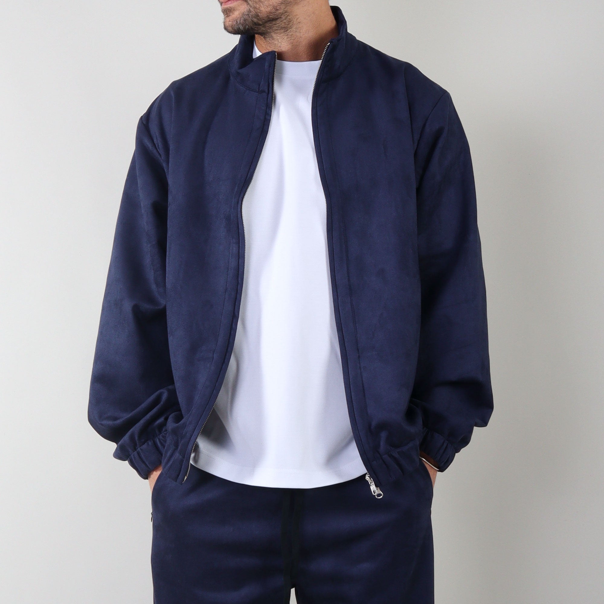 PRJCT suede bomber navy