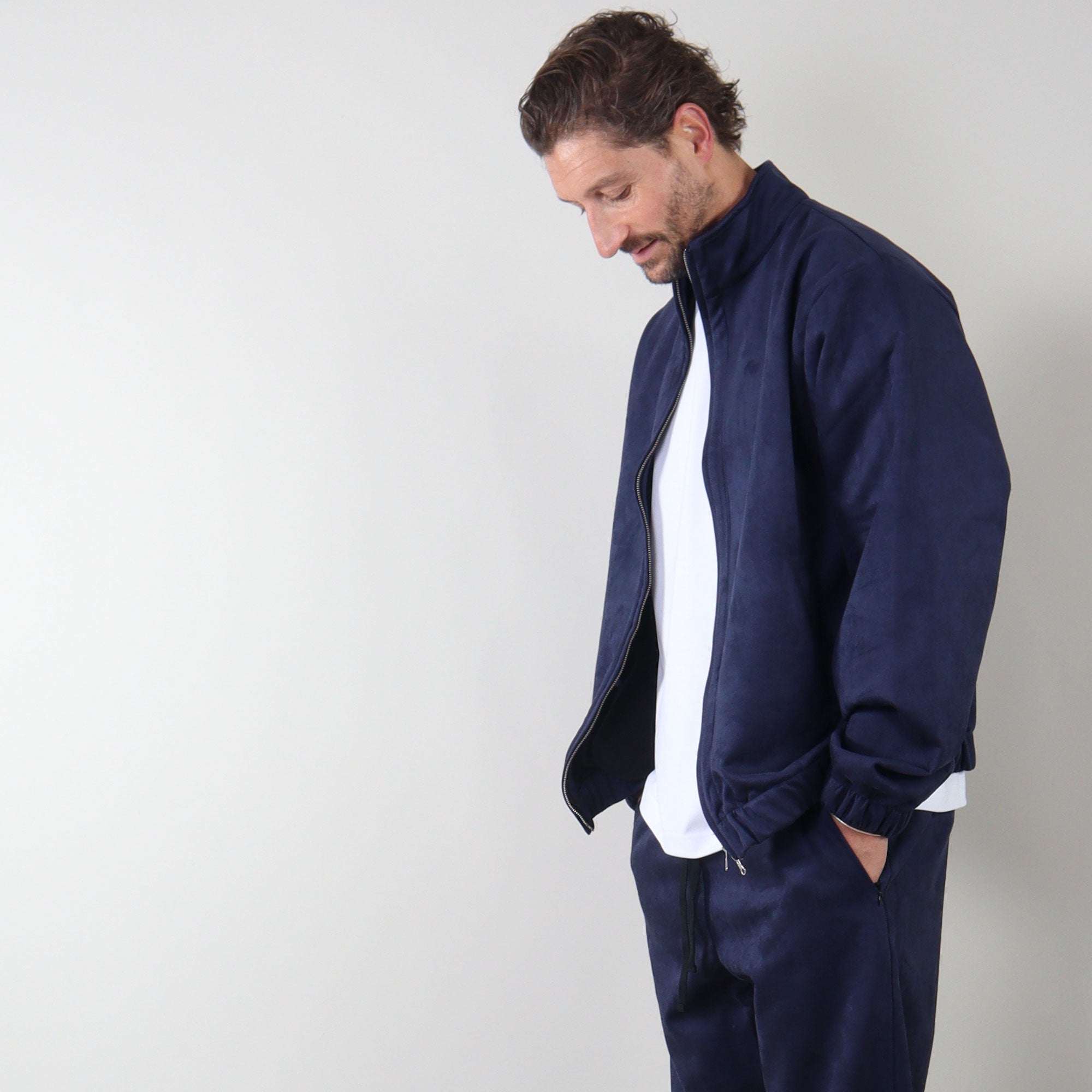 PRJCT suede bomber navy