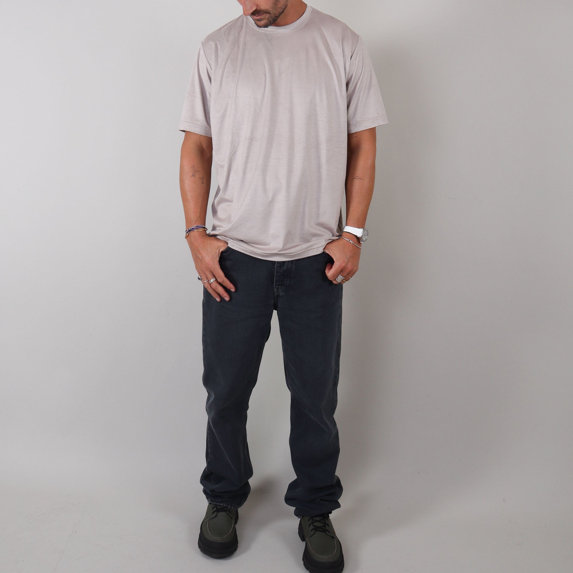 PRJCT suede tee light beige